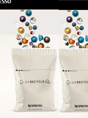 2 x Nespresso Coffee Pods Capsules Recycling Bag-Postage Paid Label-UPS Drop Off